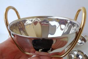 Elegante Juego de Tazones para Servir con Acabado Plateado, Base Dorada y Mini Tazones, Perfecto para Servir Aperitivos y Salsas en Eventos y Recepciones, de la India - Product Image 2