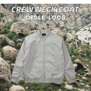 Chaqueta informal con cremallera y cuello redondo, logotipo frontal antibacteriano para hombres y mujeres, ropa de trabajo funcional para exteriores de ajuste holgado, otoño - Product Image 2