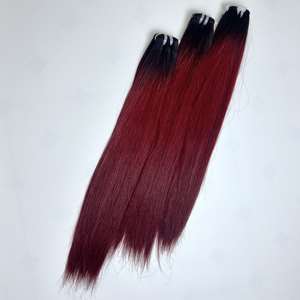 ผมตรงแบบมัดกระดูกผมตรงแบบคู่สีเบอร์กันดีต่อผมตรงจาก100% - Product Image 1