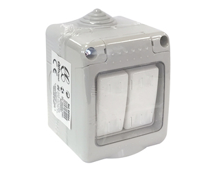 Interruttore doppio impermeabile con copertura IP55 10A 250V (B&B 041004) - Product Image 1
