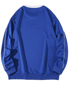 เสื้อสเวตเตอร์คอกลมสำหรับผู้ชายเสื้อสเวตเตอร์ถักแบบลำลองสีทึบกระดุมข้อมือเสื้อสเวตเชิ้ตสำหรับผู้ชาย - Product Image 2