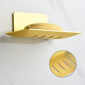 1 paquet de porte-savon auto-adhésif en aluminium doré clair sans perçage porte-savon pour salle de bain douche cuisine auto-adhésif salle de bain - Product Image 3