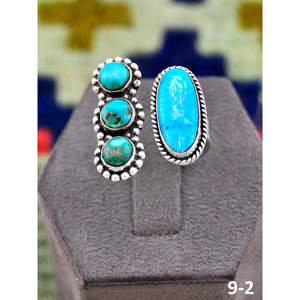 Bague ajustable artisanale Southwest Emerald Valley avec turquoise eau blanche et sertissage clos en argent sterling, idéale pour un cadeau - Product Image 1