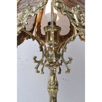 Lampe exclusive en laiton sur pied Lampe de style rococo Lampe de bureau en verre abat-jour Lampe de bureau Idée cadeau de luxe