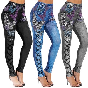 Womwns legging Skinny cintura alta mujeres pantalones mariposa estampado con cordones elásticos Pantalones deportivos Hip Lift Jeans mujeres lápiz - Product Image 1