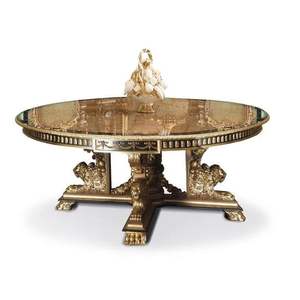 TABLE DE SALLE À MANGER CLASSIQUE EN BOIS MASSIF ACAJOU D'INDONÉSIE 290 - Product Image 1