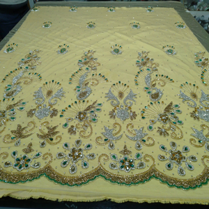 Literie de mariage tissée perlée pour femmes indiennes George tissu de taffetas enduit de PVC brodé Style africain George Wrapper Plain - Product Image 1