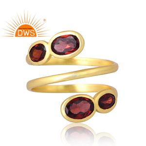 แหวนพลอยโกเมนธรรมชาติชุบทอง18K สำหรับผู้หญิงแหวนเงินสเตอร์ลิงออกแบบได้ตามต้องการ - Product Image 3