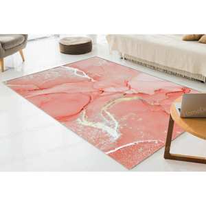 Tapis imprimé marbre corail et or : Décoration de luxe pour couloir, cuisine, mariage, tapis gobelin - Product Image 1