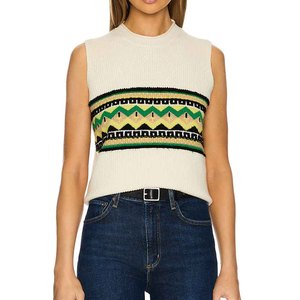 Fabricant OEM & ODM Gilet <span class=keywords><strong>pull</strong></span> en cachemire <span class=keywords><strong>sans</strong></span> manches en <span class=keywords><strong>tricot</strong></span> à motif jacquard personnalisé à la mode pour femmes - Product Image 4