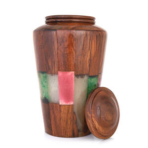 Handcrafted Rosewood Cremation Urn Colorful Epoxy Inlay Funeral <b>Keepsake</b> Cremation urns for Human And Pet <b>Ashes</b> - Product Image 1