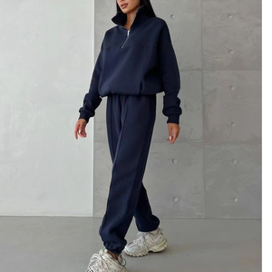 Fabricants Personnalisé Femmes 1/4 Zip Blank Quarter Sweatshirt Sweatshirt Pullover Hoodies Et Jogger Ensembles Pour Femme - Product Image 2