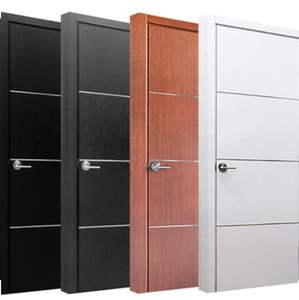 Puertas de madera de núcleo sólido compuesto moderno, diseño de habitación Interior, chapa de nogal negro, puerta de madera al ras - Product Image 1
