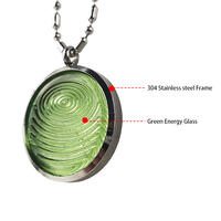Pendentif de santé quantique CAMAZ Alpha Spin Bio Glass en acier inoxydable, énergie positive, énergie solaire, bleu/vert 31mm