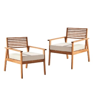 Chaises de jardin nordiques modernes en bois d'acacia pour salle à manger salon extérieur avec bras et dos à lattes pour balcon de restaurant de plage - Product Image 1