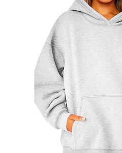 Light Grey Pullover Hoodie <b>Womens</b> Oversized Warm <b>Fleece</b> Sweatshirt With Hood Casual Winter Wear Soft Fabric Kangaroo Pocket - Product Image 3