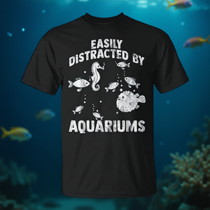 T-shirt « Facilement distrait par les aquariums », design aquatique, taille adulte unisexe - Product Image 3
