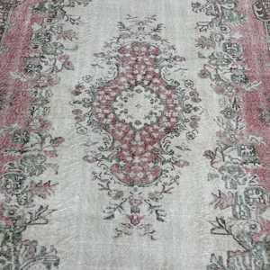 6.2x9.4 ft Rug, Vintage Turkish Large Rug, <b>Red</b> <b>Wool</b> Rug - Product Image 3