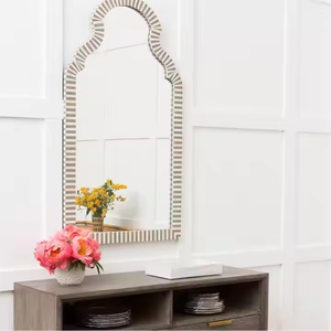 Espejo de pared con incrustaciones de hueso de lujo moderno, decoración de baño para el hogar de Crescent Crafts - Product Image 2