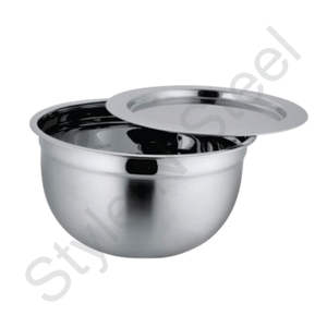 Tazón alemán de acero inoxidable al por mayor con tapa para servir frutas, ensaladas, preparación de alimentos, mezcla de vidrio, Material metálico duradero - Product Image 1