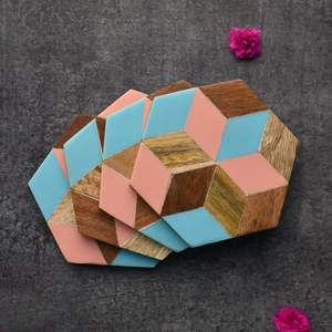 Dessous de verre en bois de résine de qualité supérieure personnaliser sous-verre rond carré en résine pour les fêtes de noël de mariage décor de Table chauffante - Product Image 6