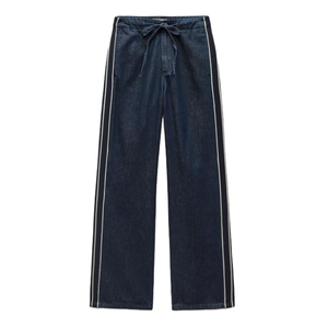 Meilleures ventes de pantalons en coton à rayures noires pour femmes, légers avec poches latérales pour le voyage, disponibles dans des tailles personnalisées - Product Image 1