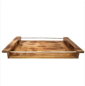 Grand plateau de service en bois blanc Royal avec poignée chromée métallique moderne, thème de la culture étrangère pour la décoration de Noël, cadeau - Product Image 4
