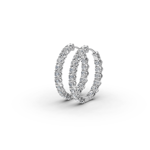 Boucles d'oreilles créoles ovales de luxe serties de diamants ronds de 3,00 carats, design de créateur - Product Image 5