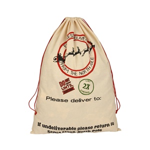 ถุงผ้าแคนวาสแบบหูรูดผ้าคอตตอนสำหรับเป็นของขวัญคริสต์มาสยอดนิยม - Product Image 3