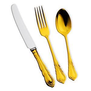 Elegante juego de cubiertos de acero inoxidable, 6 uds., estilo americano de lujo, ecológico, azul turquesa, manijas onduladas, chapado en oro - Product Image 3