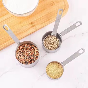 Vasos medidores de acero inoxidable chapados en plata, perfectos para herramientas de cocina duraderas de grado superior, juego de calidad superior de 4 Uds. - Product Image 3