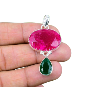 925 sello plata boda regalo joyería colgante 925 plata esterlina hecho a mano piedra preciosa rubí Spinner aniversario moda colgante - Product Image 1