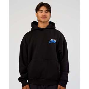 Oversized Acid Washed Streetwear Hoodie-Black-Palace Blue Zipped Organic Winter Fit - Product Image 3
