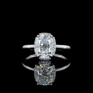 Anillo de Compromiso con Halo Oculto Brillante de Corte Cojín de 2.18 Ct en Oro Blanco de 14K, Diamante Cultivado en Laboratorio, Joyería Nupcial Hecha a Mano - Product Image 3
