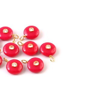 Colgante de piedras preciosas redondas de Calcedonia rosa, colgante con incrustaciones, joyería de moda para mujer, piedra suelta doble chapada en oro y plata 925 - Product Image 2