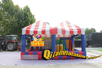 Jeux de stand de carnaval en plein air gonflable interactif 4 en 1 jeu de lancer d'anneaux Pvc gonflable carnaval à mi-chemin pour installations de parc pour enfants