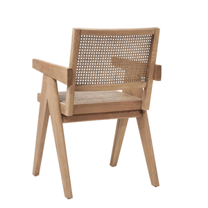 Fauteuil de salle à manger en rotin tressé à la main, style Mid-Century Modern, avec structure en bois massif, assise et dossier en rotin naturel, pour maison, villa, salon - Product Image 5