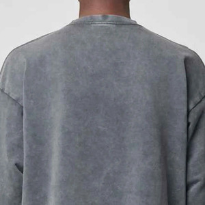 Meilleure édition – T-shirts décontractés à manches longues pour hommes, en maille délavée à l'acide, style urbain vintage, 100 % biologique - Product Image 4