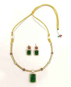 Conjunto de collar Hasli con acabado mate Premium con Zirconia cúbica Envío gratis para fiesta y Universidad/ropa de oficina hecha de joyería de latón - Product Image 1