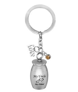 Oncle personnalisé ma famille mon ami urnes pour cendres en acier inoxydable mémorial souvenir crémation porte-clés bijoux taille personnalisée - Product Image 1