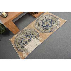 พรมขนสัตว์สีเบจสีฟ้าคลาสสิกขนาด2.6x5.1ฟุตงานเย็บปะแบบตุรกีทำด้วยมือสำหรับห้องนั่งเล่นห้องนอนห้องโถงสี่เหลี่ยมผืนผ้าน้ำยาง - Product Image 2