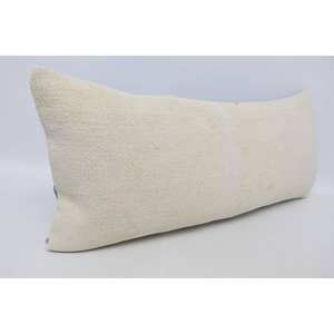 Luxury 16x36 Inch Wool <b>Pillow</b> Modern Minimalist Off-White Plain <b>Flat</b> with Woven Technique Square Shape for Sofa or Bedroom Use - Product Image 3
