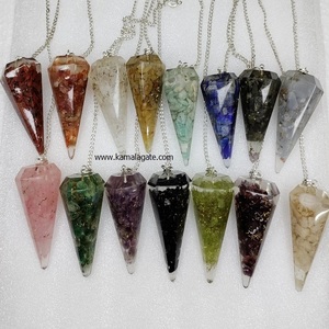 Cadena de Chakra de péndulo de orgón de amatista natural, virutas de piedras preciosas de ágata de cuarzo tallada para recuerdos de piedras semipreciosas curativas de Reiki - Product Image 4