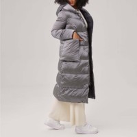 Manteau d'hiver décontracté pour femme en polyester/nylon 2024, col mandarin, coupe ajustée, à capuche, respirant, imperméable, effet délavé, grande taille