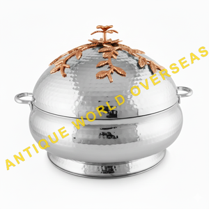 Hotpot plaqué or martelé Design fait à la main en métal servant Hotpot classique et élégant en gros - Product Image 3