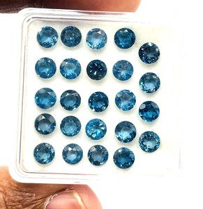 Topaze bleue de Londres naturelle ronde taille brillante 4 MM à facettes cristal de haute qualité pierre précieuse forme de coeur 9mm taille pour la fabrication de bijoux - Product Image 1