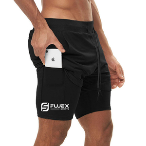 Quick Dry Nylon Custom Logo 5 Inch Workout Training 2 in 1 <b>Mens</b> Gym <b>Shorts</b> With <b>Compression</b> Liner High Quality <b>Men's</b> <b>Shorts</b> - Product Image 3