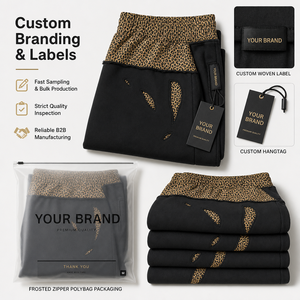 Pantalones Deportivos Anchos para Hombre con Estampado de Leopardo Dorado, Diseño de Parches, Desgastados, Cintura Elástica, Estilo Urbano, Pantalones Casuales de Otoño - Product Image 6