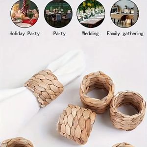 Lot de 6 ronds de serviette tissés artisanaux pour Thanksgiving, porte-serviettes de style ferme pour table de Noël, mariages et fêtes - Product Image 2