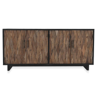 Buffet de rangement rustique en bois massif recyclé à 4 portes, finition noire, pour salon et salle à manger, pour atelier, ferme